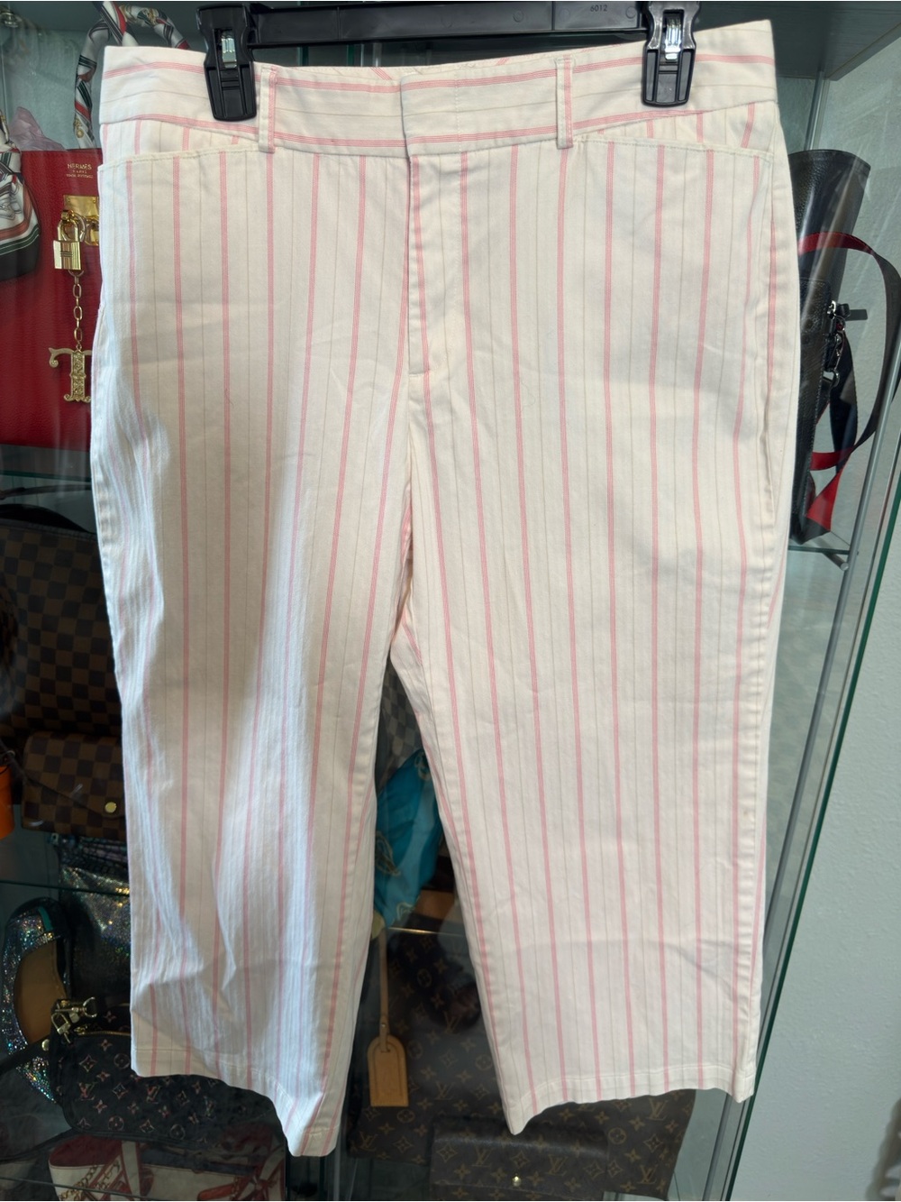 Dockers Pink and White Striped Capris